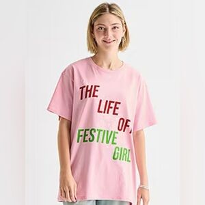 Taylor Swift Inspo The Life of a Showgirl Graphic Oversize Tee Junior,Size L,NWT